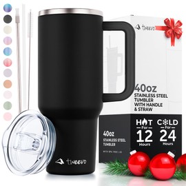 tweevo 40 oz Tumbler With Handle and Straw Made of Stainless Steel - Double Wall Vacuum Insulated Tumbler With Lid - Sweat Proof Easy Grip, BPA-Free, Dishwasher Safe Tumbler (Black)