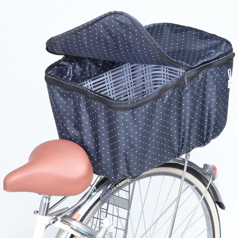 川住製作所 自転車 2段式後カゴカバー KW-546BK/WD ブラック/ホワイトドット
