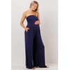 LaClef Womens Strapless Ruched Maternity Jumpsuit with Pockets, Medium, Navy