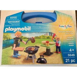 Playmobil Family Fun Backyard Barbeque Carrying Case 5649 Brand New