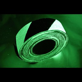 FindTape Glow in the Dark Egress Hazard Marking Tape (GLW-HZ): 2 in. x 33 ft. (Alternating Luminescent Lime Green and Black)