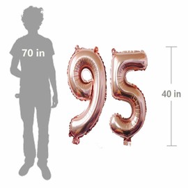 40inch Rose Gold Foil 95 Helium Jumbo Digital Number Balloons, 95th Birthday Decoration for Women or Men, 95 Birthday Party Supplies