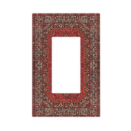 WUYOCHA Vintage Red Persian Rug Pattern 1 Gang Rocker Single Decora Outlet Wall Plate Decorative Switchplate Faceplate GFCI Light Switch Covers for Home Living Decor
