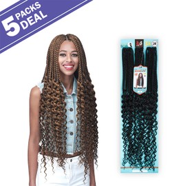 Bobbi Boss Crochet Braids African Roots Braid Collection 3X Box Braid Loose Curly Tips 28" (5-pack, M4/27)