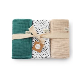 KØSELIG® Muslin Cloths, Baby Blankets, Burp Cloths, 80 x 80 cm, 100% Organic Cotton, GOTS-Certified, Washable at 60 °C, Baby Gift for Birth, Set of 3 Premium Muslin Cloths, Extra Soft and Absorbent