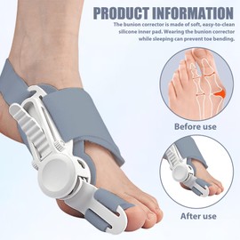 BORDEAG Hallux Valgus Correction, Hallux Valgus Splint, Bunion Corrector, Adjustable Hallux Valgus Splint, Hallux Valgus Bunion Toe Corrector for Men and Women