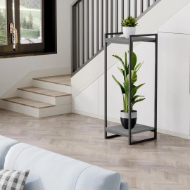 Does Not Apply 34" Tall Plant Stand Indoor, 2-Tier Modern Plant Shelf Corner 34" Tall-Oak Grey
