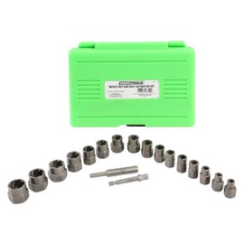 OEMTOOLS 23700 18Pc CrMo Impact Nut and Bolt Extractor Kit, Extractor Set Removes Stripped and Damaged Fasteners, 3/8” Drive Bolt Extractor Set, Impact Wrench Compatible