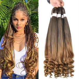 Blonde Braiding Hair Pre Stretched French Curly Braiding Hair 6 Pack 22 Inch Crochet Braids Natural Easy Braid Crochet Hair Hot Water Setting Professional Soft Yaki Straight Hair For Braiding (22inch（pack of 6）, 1B/30/27)