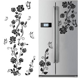 TOARTI Wall Tattoo Flower Tendrils Black Flowers Hibiscus Wall Sticker Wall Decoration Flower Tendril Sticker Wall Sticker Background for Bedroom Home Decoration Living Room