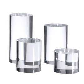 Clear Polished Acrylic Cube Cylinder Round Photo Props, Transparent Solid Acrylic Display Blocks for Photography Boutique Jewelry Cosmetic Crafts Closet Show, 4 Pcs (Transparent Cylinder)