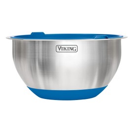 VIKING Culinary Stainless Steel Mixing Bowl Set, 10 piece, Non-slip Silicone Base, Includes Airtight Lids, Dishwasher Safe, Blue