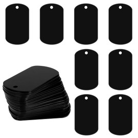Dimeho Pack of 25 Aluminium Engraving Blanks Stamping Blanks Aluminium Blank Dog Tags Sign Shape with Hole Metal Embossing Black Metal Tags for Engraving Blank Dog Tags Blank Signs for Engraving