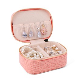 Rolin Roly Jewellery Storage PU Leather Small Jewellery Box for Rings Earrings Necklaces Bracelets Jewellery (Pink)