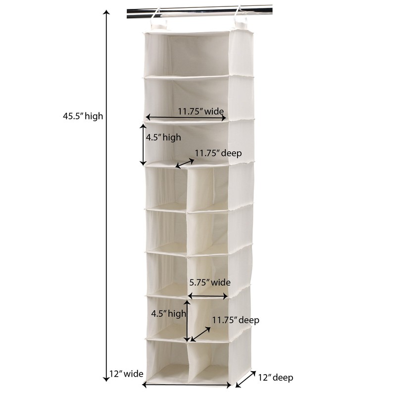 Household Essentials Hanging Shoe Organizer, Natural Canvas, With Clothes Storage,