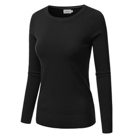 JJ Perfection Simple Soft Knit Sweater Crew Neck Long Sleeve Casual Basic Pullover Sweater Tops for Womens with Plus Size