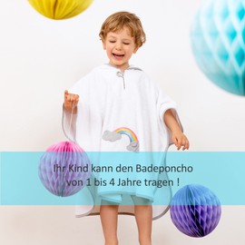 Smithy Badeponcho für Kinder & Babys aus kuscheliger Frottee Baumwolle - Liebevoller Badetuch Poncho mit Kapuze für Mädchen & Jungen - Kinderponcho Kapuzenhandtuch Regenbogen Wolke