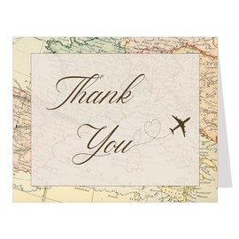 Travel Themed Bridal Shower Thank You Notes Let The Adventure Begin Cards (24 count)