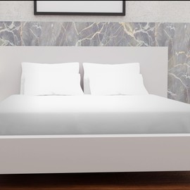 FIREYA Premium Fitted Sheet 90 x 200 - 100% Cotton Satin - Oeko-Tex Certified - Up to 15 cm Mattress Height - Flat Sheet Duvet Cover Bed Set Fitted Sheet Mattress Protector White