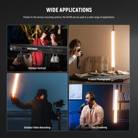 NEEWER NEEWER Basic 21W Handheld LED Tube Light 35.5"/90cm, Bi Color Portable Inflatable TPU Video Lighting, 2700-6500K 1300Lux 12 Effects CRI95 2500mAh Battery, for Studio Photography Video Recording, GC21B