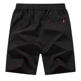 Rdruko Men's Hiking Running Shorts Quick Dry Athletic Performance Shorts Zip Pockets(Black Orange, US XL)