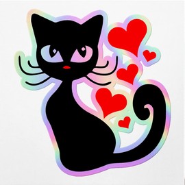 Holographic Decal Stickers of Cat Premium Waterproof Vinyl Decal Stickers for Laptop Phone Accessory Helmet Car Window Mug Tuber Cup Door Wall Decoration NVCVER3g17202HO