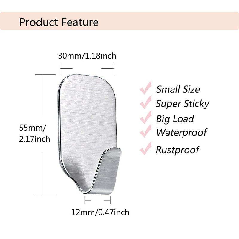 Kiemeu Small Self Adhesive Hooks for Hanging Heavy Duty Stick