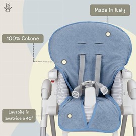 Babysanity Universal High Chair Cover Made of Soft Cotton Terry Cloth Gives Your High Chair a Dry and Fresh Feeling 100% Made in Italy (Avio)