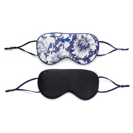 Sleep Mask for Women Men, Mulberry Silk Eye mask for Sleeping, Unique Adjustable Ear-Hanging Strap, Large Size