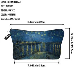 Livel lhood Van Gogh Starry Night Over the Rhone Cosmetic Bag Cute Makeup Bag Travel Toiletry Zipper Pouch Gifts Oil Painting Makeup Bag for Girls Women
