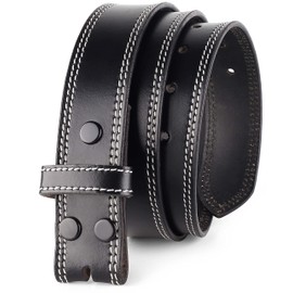 F&L CLASSIC Men's Belt Genuine full Grain Buffalo leather Vintage Distressed,Snap on Strap belts for men, 1 1/2" Wide, Made in USA,blk w/double white stitching,1288-03, size 40