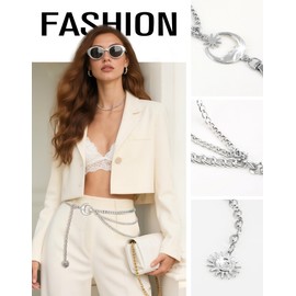 Wedtrend Western Silver Belt Concho Distressed Leather for Rodeo Outfits Cowboy Chain Accessory WTBT003SliverL