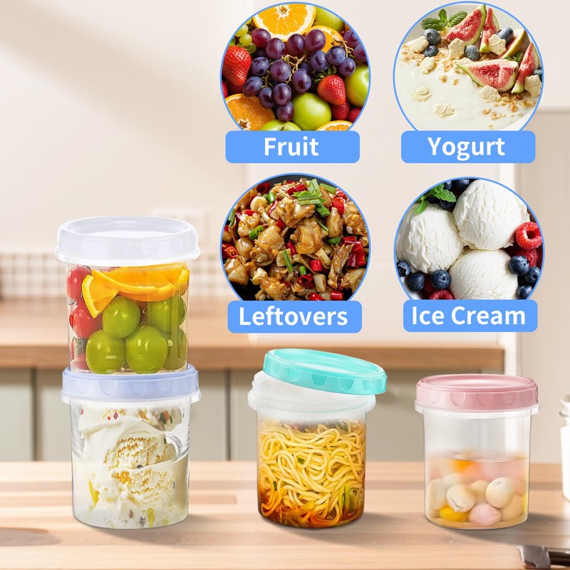 AskBed 4 Pack 16Oz (500ML) Freezer Storage Containers - airtight