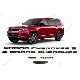 Grand Cherokee 5PC Matte Black Side Door Rear Summit L 4X4 Emblems 2021+ Jeep Grand Cherokee L