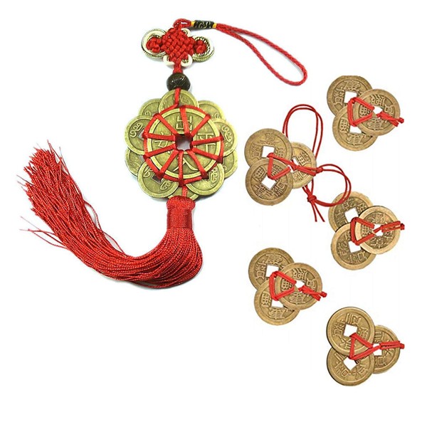 PPX 6 Pieces Chinese Lucky Coins Penny Knot Feng Shui