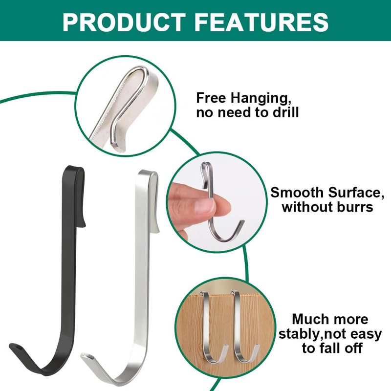 ZBKJYILF Pack of 20 Stainless Steel Hooks Black and White