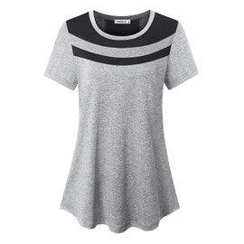 MOQIVGI Short Sleeve Running Shirts Women Workout Trendy Casual Comfy Breathable Wicking Outdoor Recreation Exercise Fitness Tops Grey X-Large