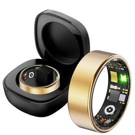 Neyeau Smart Ring Women,Sleep and Heart Rate Monitoring Health Ring,Ip68 Waterproof,Comes with Charging Case,Suitable for Daily Sports,Available for Android and Ios (Gold)