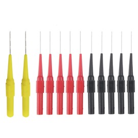 Pack of 12 Test Probe Multimeter Test Probe 0.7 mm Piercing Needle Probe Multimeter Test Lead Probe Insulation Piercing Sample for Professional Measurement (Red, Black, Yellow)