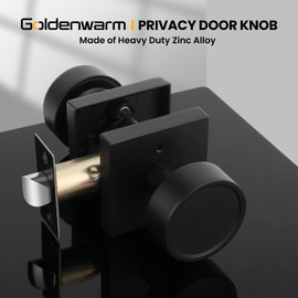 goldenwarm Black Door Knobs Interior, Privacy Matte Black Interior Door Knobs, Heavy Duty Zinc-Alloy Indoor DoorKnob for Bedroom, Bathroom, 6 Pack