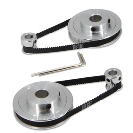 Zeberoxyz Set of 2 GT2 Synchronous Wheel 20 & 80 Teeth 10 mm Bore Aluminium Timing Belt Pulley with 2 Pieces Length 250 mm Width 6 mm Belt (20-80T-10B-6)