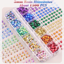 8500 PCS Flatback Rhinestones for Bedazzling with 3PCS B7000 Jewelry Glue (Pack 1), 2 Boxes of Rainbow Resin Gems for Crafting Fabric Clothing Tumblers Shoes Nail Art Makeup