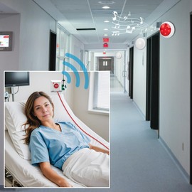 CYSSJF Bathroom Pull Cord Alarm with Call Bell Button Emergency Call Light System for Elderly Senior Caregiver Pager Disabled Person Toilet Alarm with 1 SOS Button and 1 Strobe Siren Receiver