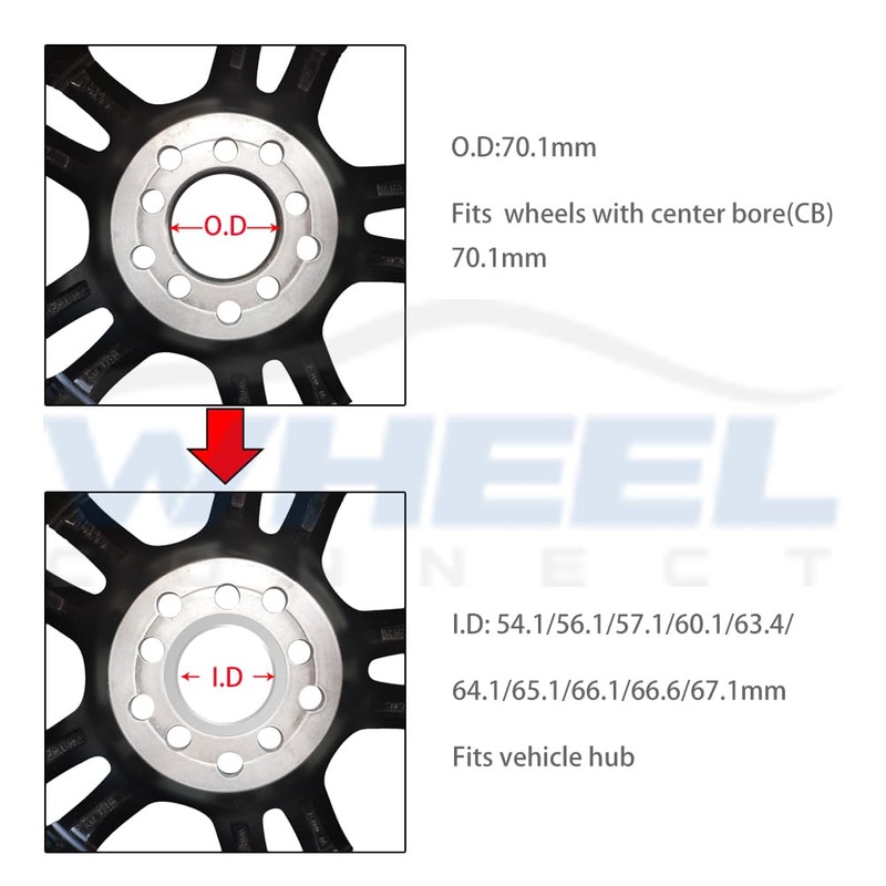 WHEEL CONNECT Hub Centric Rings,70.1 to 67.1 Set of 4,