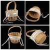 ULTNICE Wedding Flower Basket Hessian Biedermeier Basket with Lace