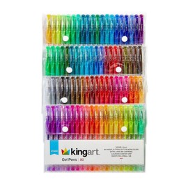 KINGART 400-80 GLITTER Rollerball GEL PENS, 80 Sparkling Colors with Soft-Grip Comfort, XL Ink Cartridge - For Coloring, Doodling, Scrapbooking, Journaling and General Use, All Ages, 80 Pens