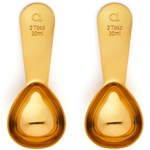 Apace Coffee Solder (Set of 2) - 2 Tbsp (Tbsp) - Stainless Steel Coffee Measuring Spoons - Measuring Spoons for Coffee, Tea and More (Gold, 2)