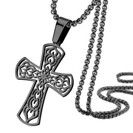 555Jewelry Stainless Steel Celtic Cross Necklace 16" - 24" Chain, Metal, not known