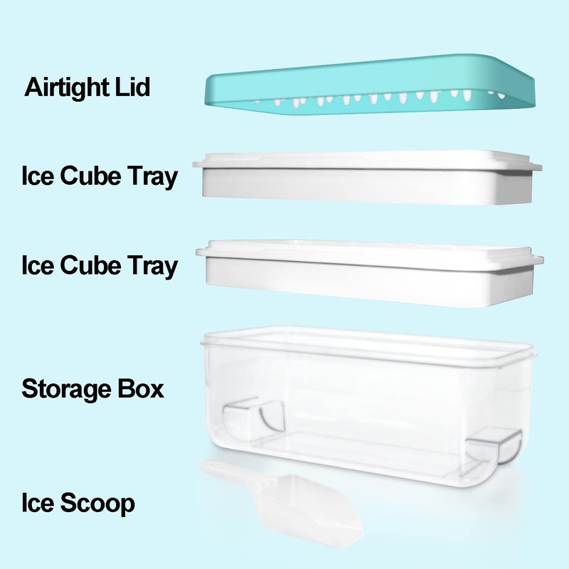 Ice Cube Tray, Food-Grade Ice Cube Tray with Lid and