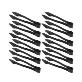 PARTY BARGAINS 8.5” Plastic Serving Tongs - (12 Pack) Premium Quality Black Plastic Tongs, Excellent Disposable Tongs for BBQ, Salads, Grilling, Buffets, & Kitchen